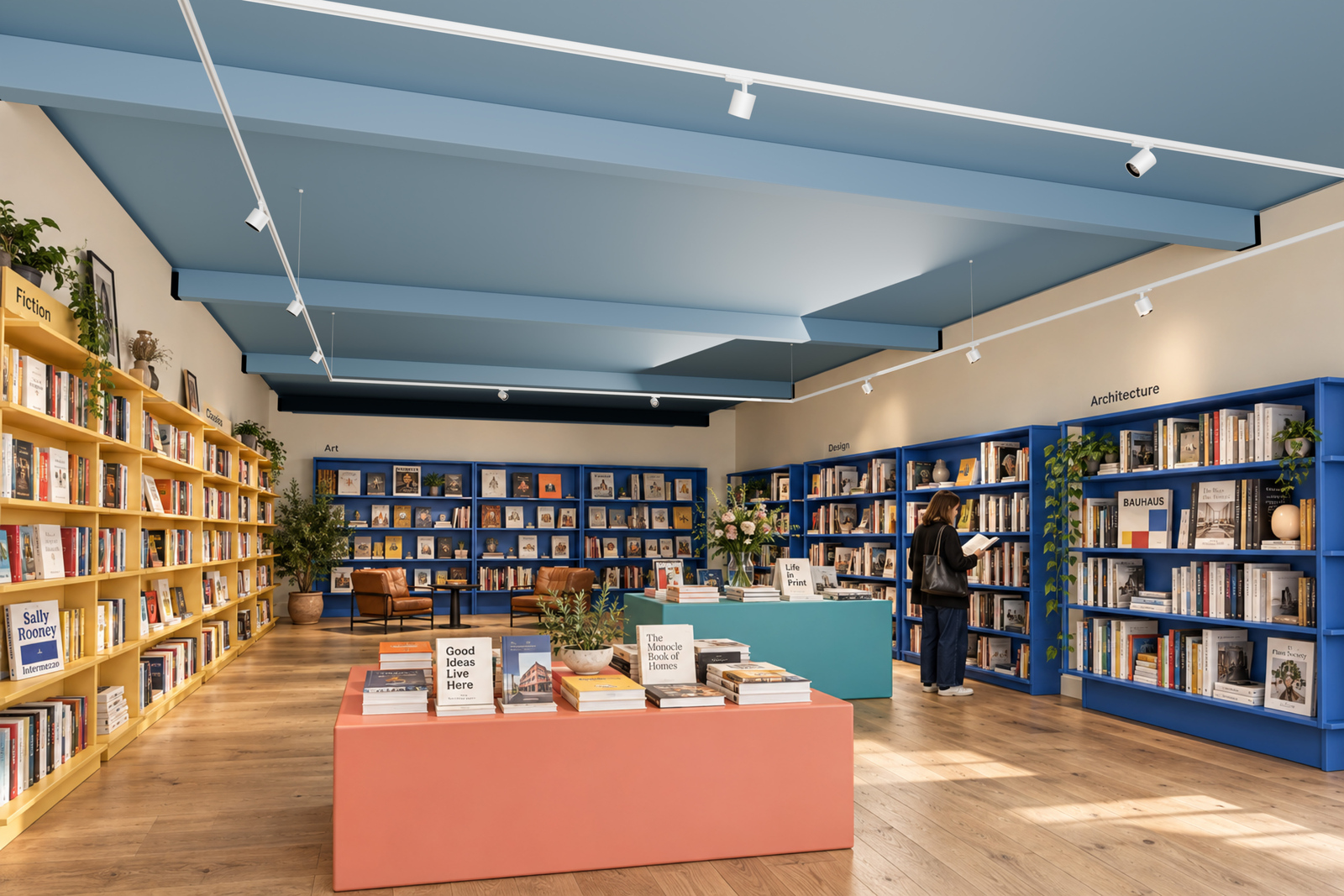 HIGH LUMEN E commercial track lighting in bookstore