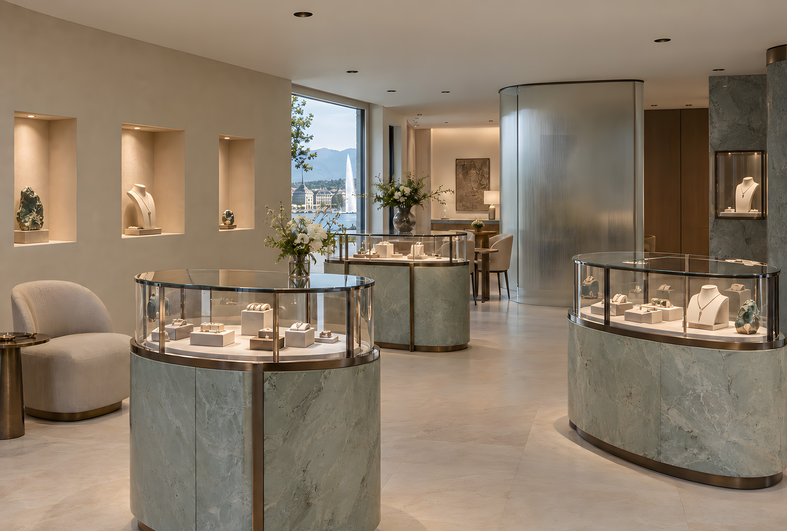 Interior lighting application shown in the MOVA ROUND TRIMLESS catalogue