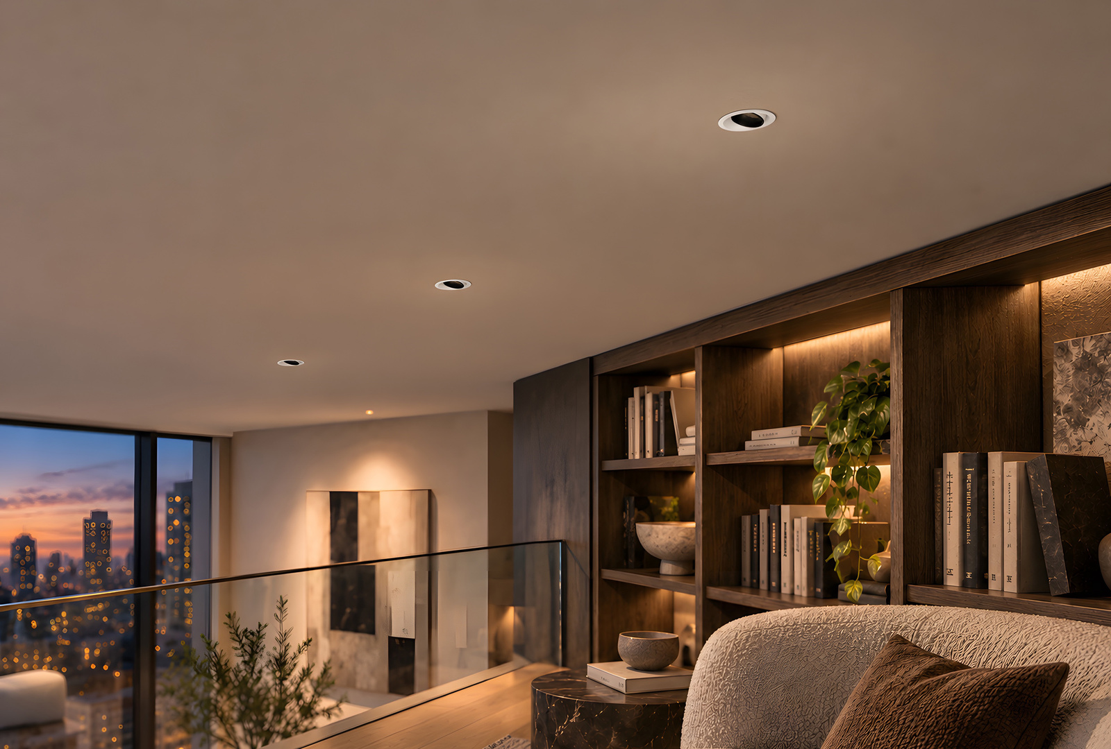 VORA adjustable anti-glare downlight in hotel interior